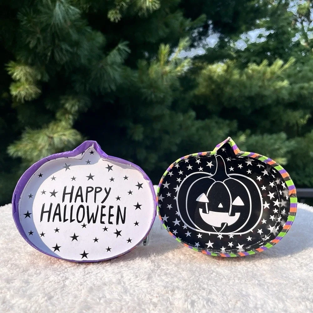 Vintage Greenbrier Halloween Pumpkin Jack O Lantern Glitter Gift Boxes Set of 2